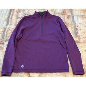 Greyson Mens Sequoia 1/4 Zip Golf Pullover Purple Wolf Logo Long Sleeve S